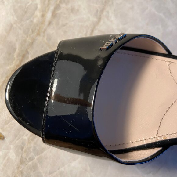 Prada Black Patent Sandals With Cork Wedge 36.5 - Picture 7 of 10